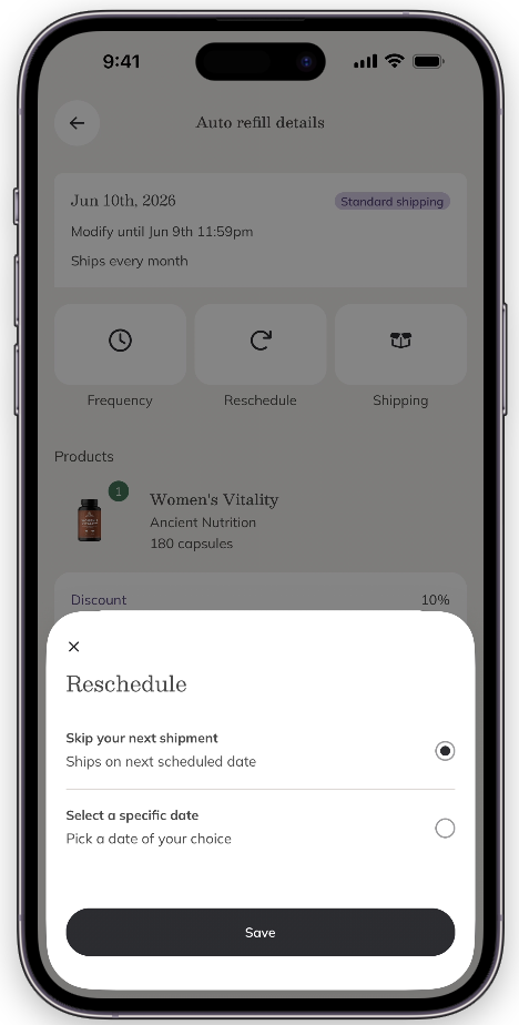 Tap your upcoming order.